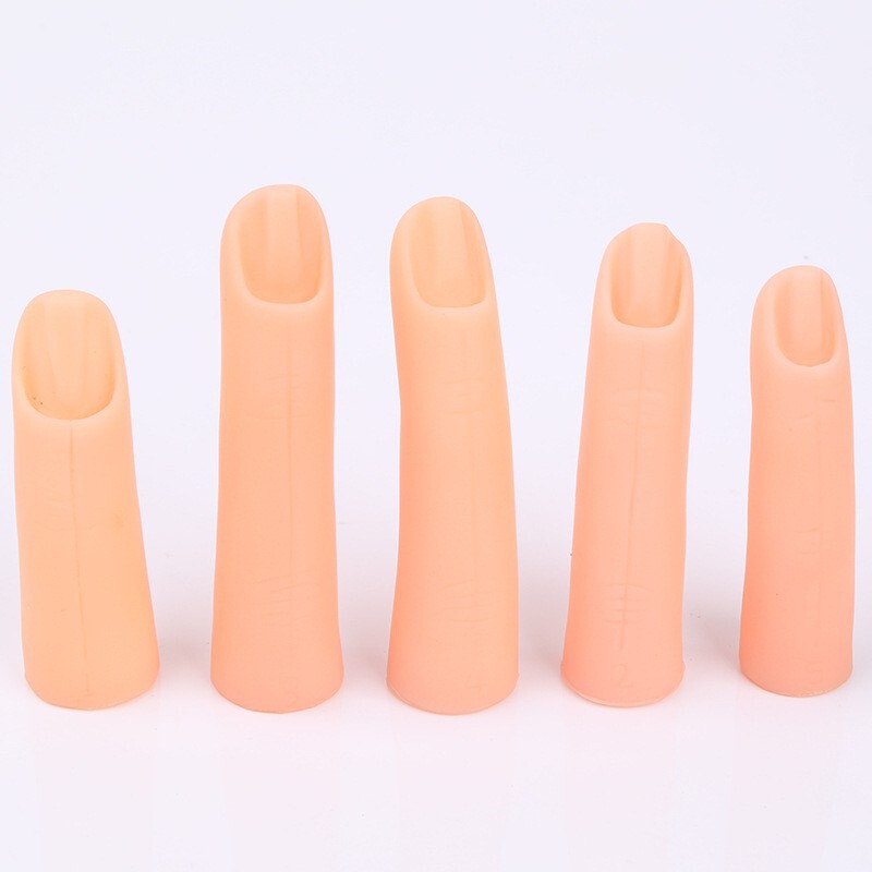 Nail Art Silicone Fake Fingers, Nail Art Practice Finger Models, Realistic Fake Fingernails, 5 Pieces/Set