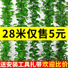 仿真藤条假花藤蔓绿叶绿植假树叶塑料花吊顶下水管道空调遮挡温隆