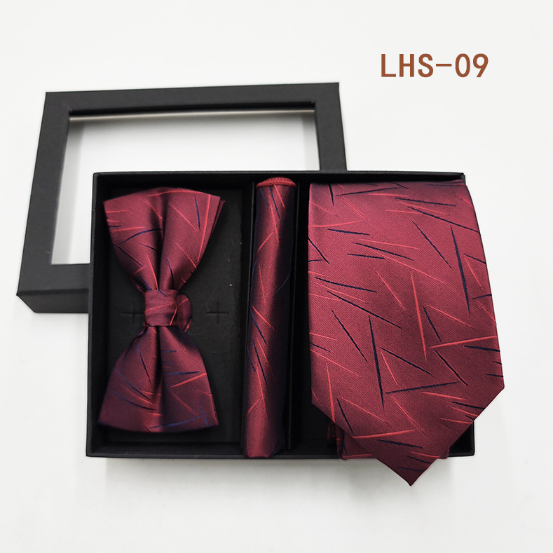 Set di tre pezzi di papillon, fazzoletto e accessori per abito da uomo formale da sposo, confezione regalo_voghion.com