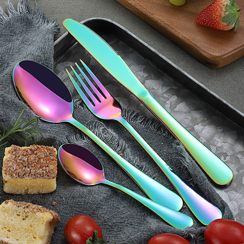 Amazon 1010 stainless steel tableware fantasy colored knife and fork tablet suit