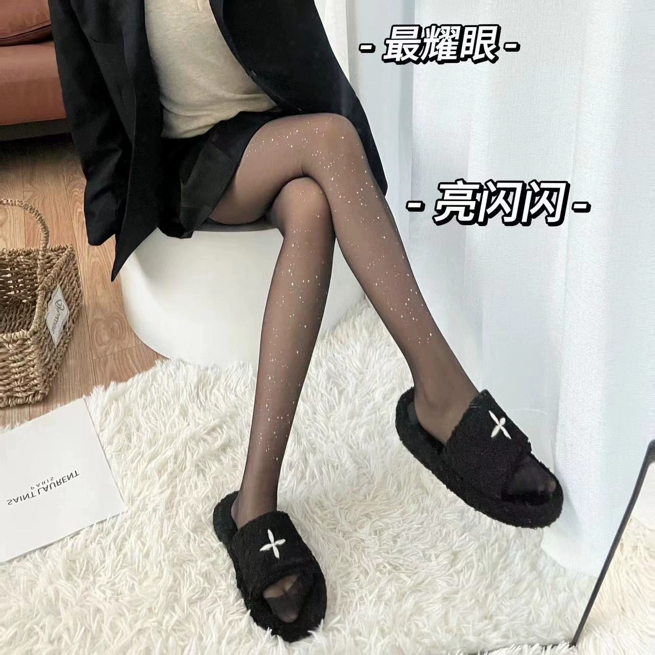 Носки до колена и прозрачные колготки, бантик, сексуальные knee‑high чулки весны — один размер
