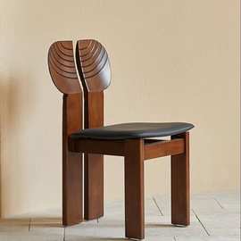 现货中古实木餐椅现货复古雕刻靠背椅大户型设计师新中式休闲椅子