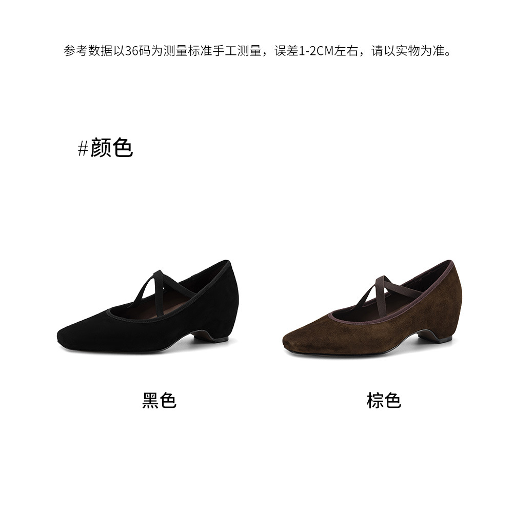 Giày Mary Jane nữ da bò gót vuông 4,5 cm quai ngang khóa — màu nâu chi tiết 5