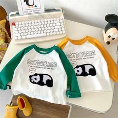 Kids' Panda Long-Sleeve T-Shirts for Spring and Autumn 2024, New Fashion Cartoon Pure Cotton Base Shirts for Young Children