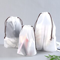 Peポケット洗面タオル半透明フロスト服旅行収納袋プラスチック靴防塵防水巾着袋