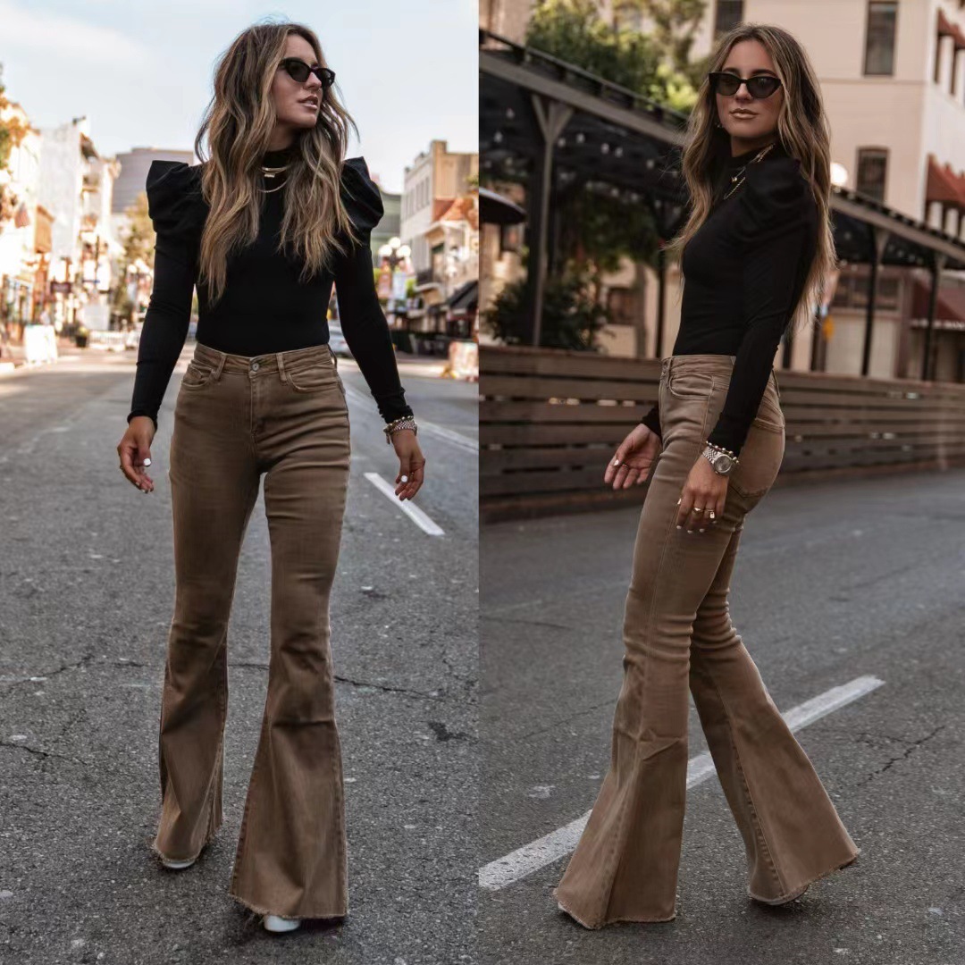 Casual Solid Color Polyester Full Length Flared Pants