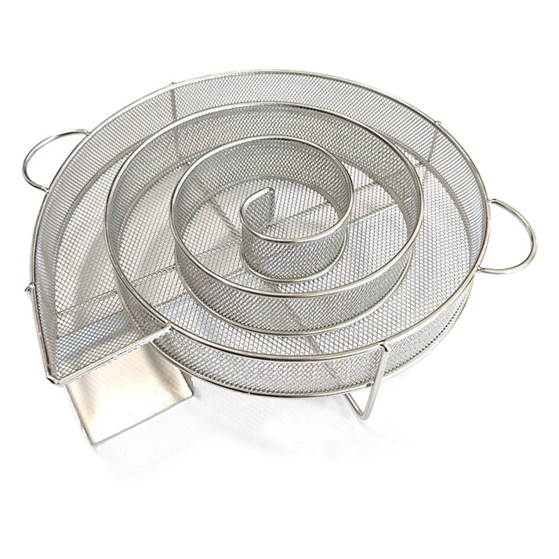 Круглая копченая сетчатая корзина Барбекю Генератор холодного дыма Копченая коробка Открытая стойка для специй для барбекю Поднос из нержавеющей стали