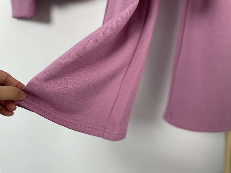 Vêtements pour femmes, sweat-shirt en coton de couleur unie, combinaison à fermeture éclair et pantalon de sport ample en velours pour femmes_voghion.com