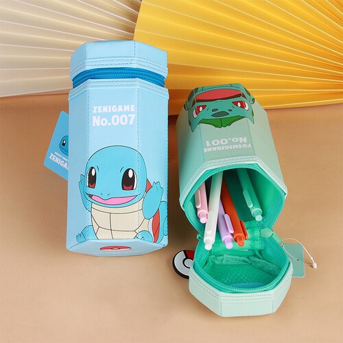 2024 Japanese new style Pokemon vertical pen bag primary school student cartoon large capacity hexagonal stationery bag trend