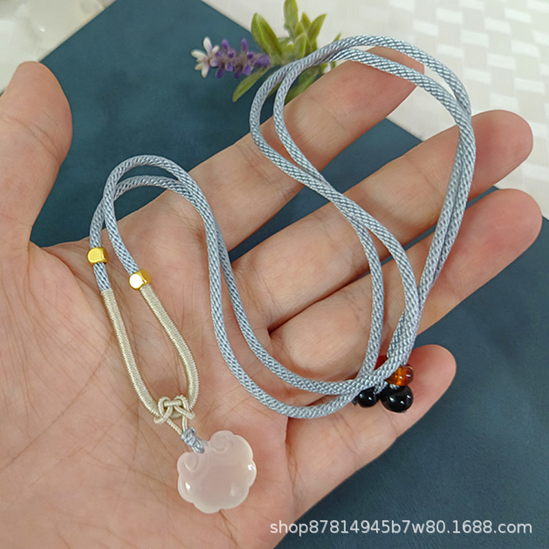 화이트 옥수 양면 Ruyi 잠금 라이트 블루 로프 (16*13mm 정도)