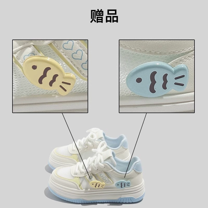 Summer white shoes, footwear, breathable universal sneakers platform