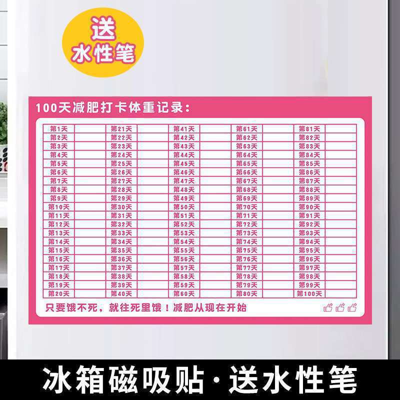 计划表减肥打卡记录表天天天天减肥墙贴磁吸批发|undefined