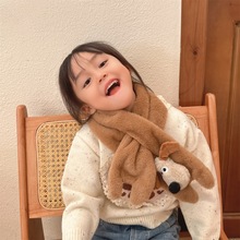 2025秋冬纯色保暖儿童毛绒围巾女童冬季可爱百搭防风宝宝亲子围脖