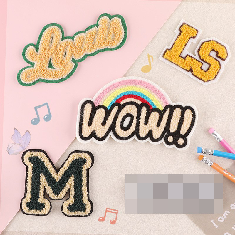 电脑绣花标英文字母补丁毛巾绣徽章布标服装辅料DIY手缝刺绣布贴