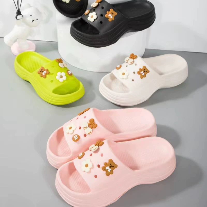 Интернет-знаменитости чистый цвет медведь цветок Ева тапочки верхняя одежда женские толстые нижние Повседневные тапочки без шнурков домашняя оптовая продажа