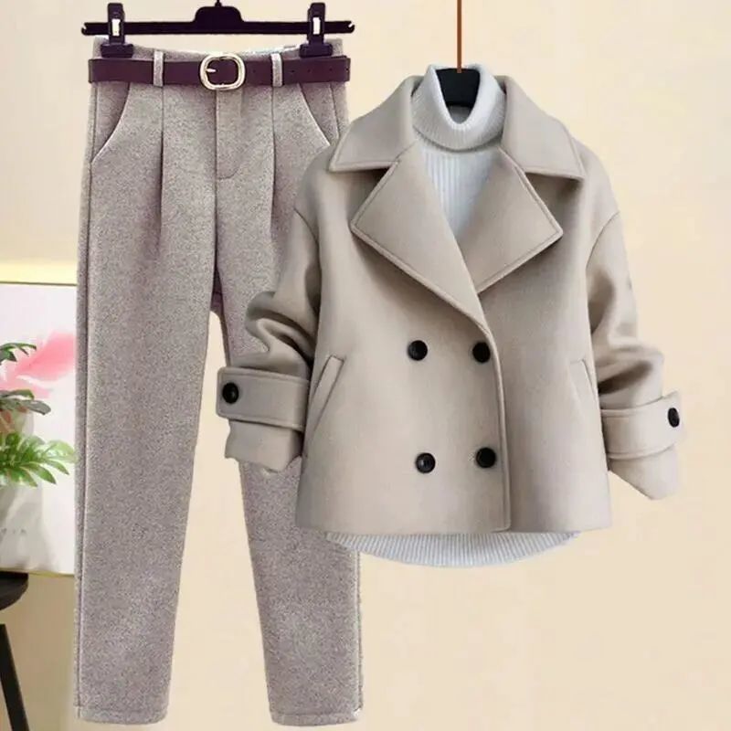 Half a Primer sweater Autumn and winter new pattern By age Three Versatile suit Windbreaker coat +Woolen trousers