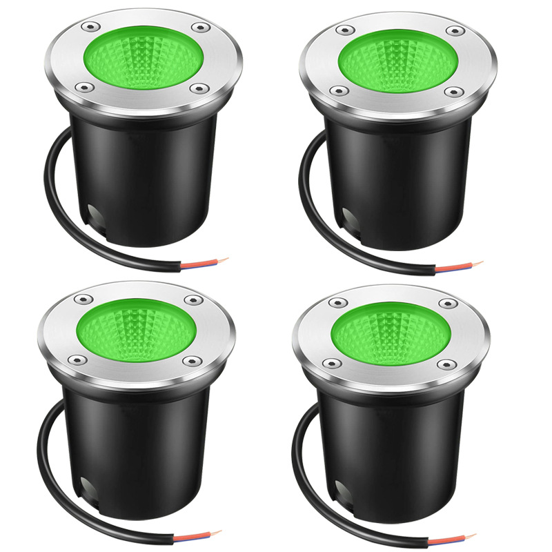 Cross-border Hot Outdoor Waterproof Green Light Underground Light Courtyard Landscape Ground Deck Light Low Voltage 12V Lawn Well Light