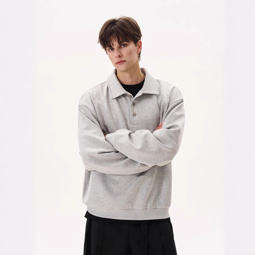 Cute Couple's Heavyweight Crew Neck Sweatshirt - Versatile American Style POLO Shirt, Chic Loose Top for Spring and Autumn, Unisex Sweatshirt