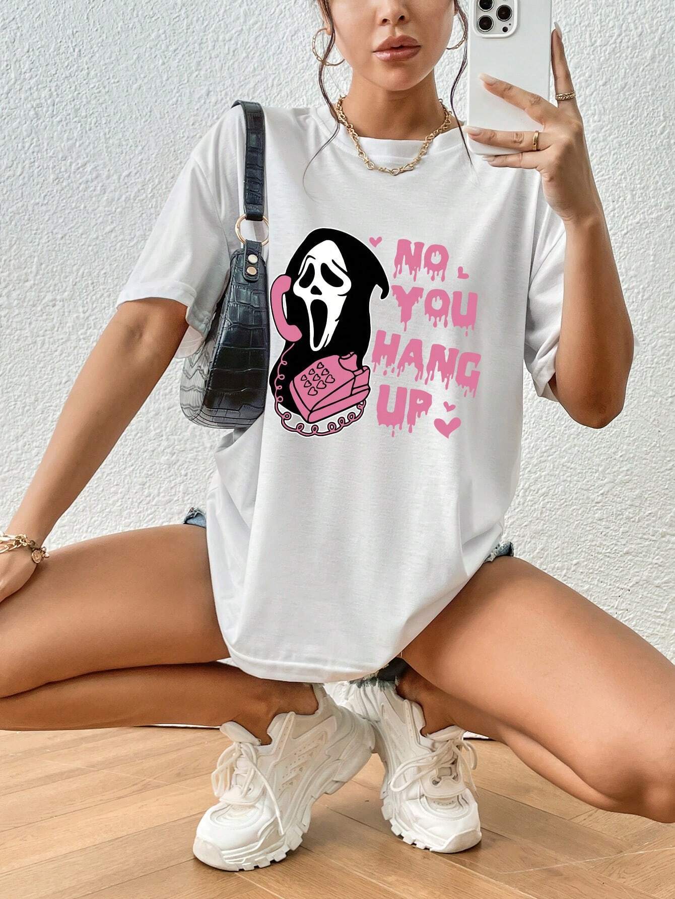 Cartoon Grim Reaper Print T-Shirt