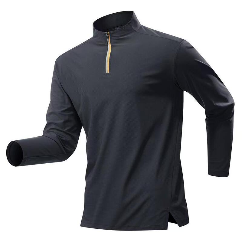 Long-Sleeved T-Shirt Sports Quick-Drying Fitness Clothing Running Tops Breathable Quick-Drying Sweat-Absorbent Men's Golf Tennis Clothing