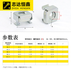 304 stainless steel square nut, crown-style nut with blue-white zinc nickel plating, cabinet clip nut M4-M10