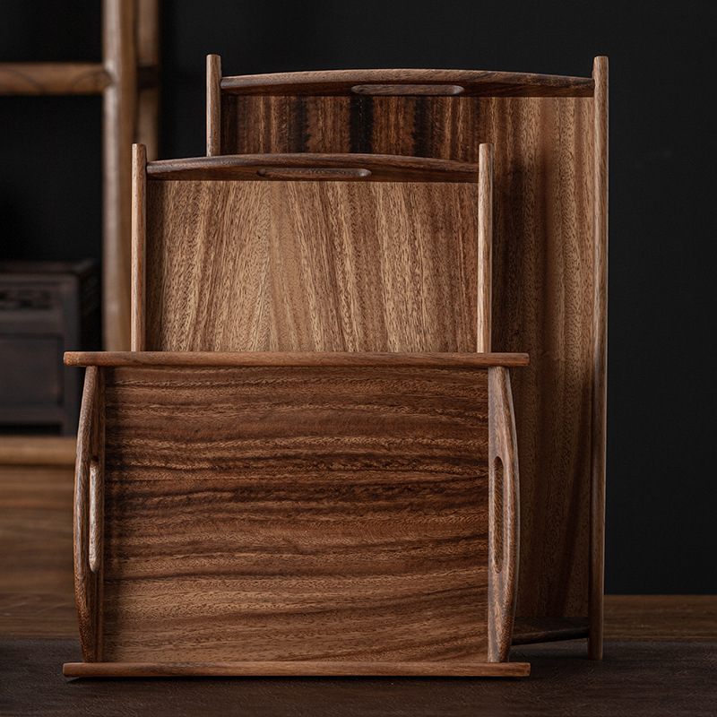 New coffee appliance tray solid wood rectangular Tea Cup tray storage tray accessories walnut high-end tea serving