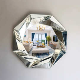 跨境简约现代艺术卫浴镜轻奢浴室镜玻璃拼镜玄关壁炉墙面装饰镜子