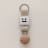 Apricot (wooden hat clip with holes) white square smiley face