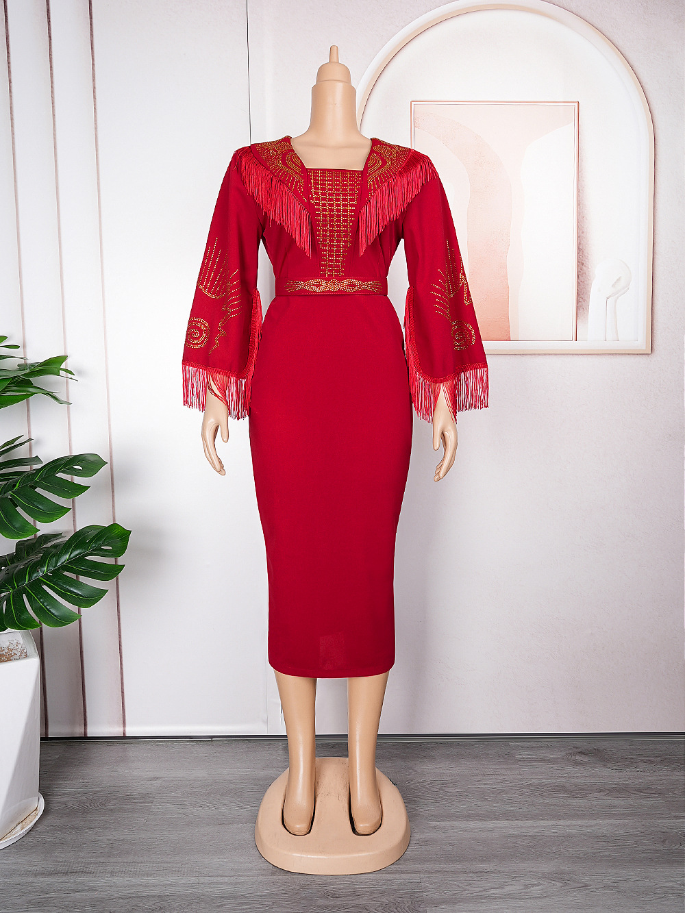 Women's Clothing plus size commuting tassel dress_voghion.com