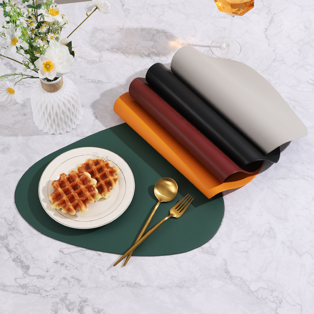 Color sólido in-viento huevo de pvc de alta calidad almohadilla de aislamiento de escritorio almohadilla de comedor occidental almohadilla de taza de aislamiento a prueba de aceite para los platos