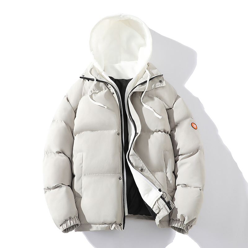 Otoño e invierno con capucha de algodón acolchado abrigo pareja Hong Kong estilo Moda falso de dos piezas engrosada de algodón acolchado abrigo cálido fábrica al por mayor