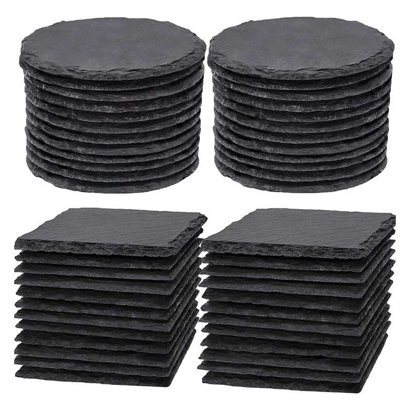 Производители оптовые натуральные каменные подставки Японский круглый сланцовый подстаканник термоизоляционный коврик трансграничный амазонский сланцовый подстаканник