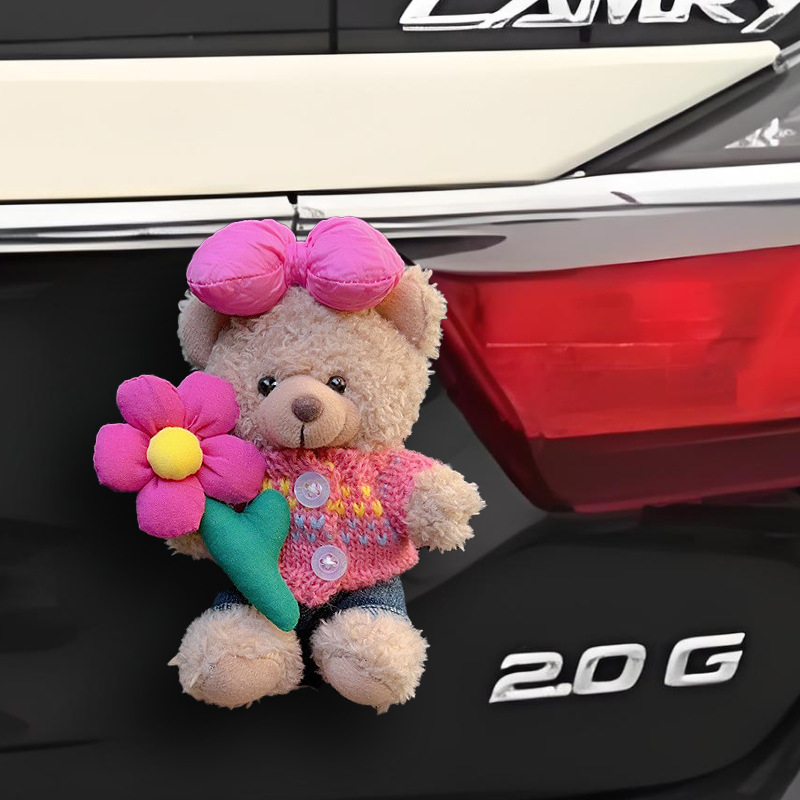 Colgante trasero de coche muñeco de oso de peluche lindo de dibujos animados decoración de maletero motocicleta decoración de bicicleta