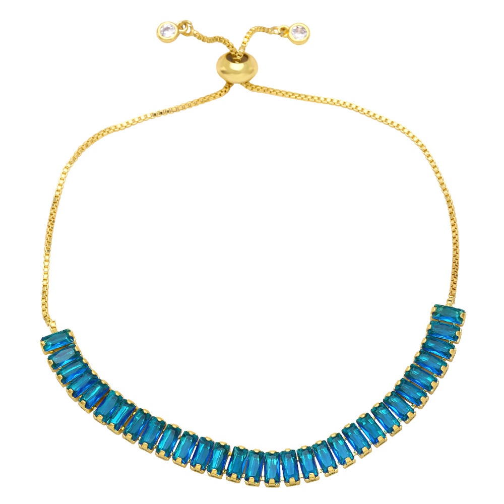 Women'S Gender Fashion Simple Colorful Zircon Inlaid Copper Bracelet Wholesale