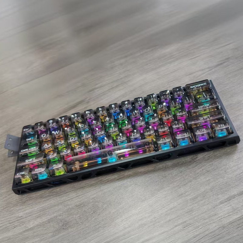 Fearless 60 All-Aluminum Alloy Hollow-Out Customized Wired Magnetic Axis Transparent Keycap Gaming Luminous Mechanical Keyboard