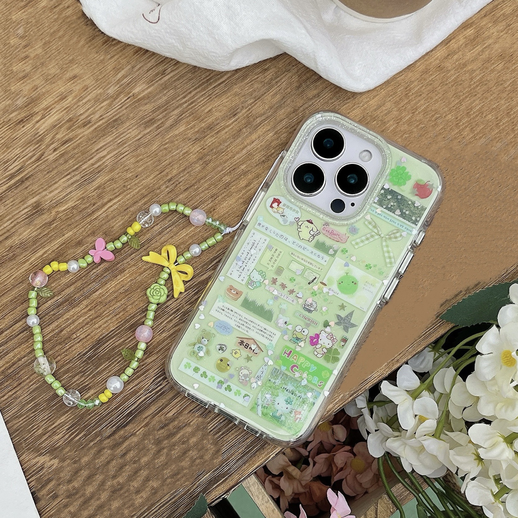 Summer nicho verde pantalla completa trébol de cuatro hojas para Apple 15/16Pro funda para teléfono móvil 14ProMax nuevo 13 mujeres