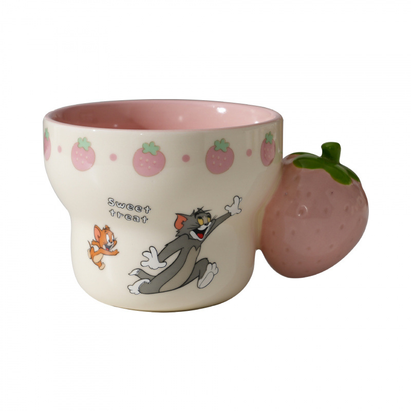 Auténtico autorizado gato y ratón personalidad creativa de dibujos animados tazas de cerámica taza de desayuno taza de regalo de mano alta