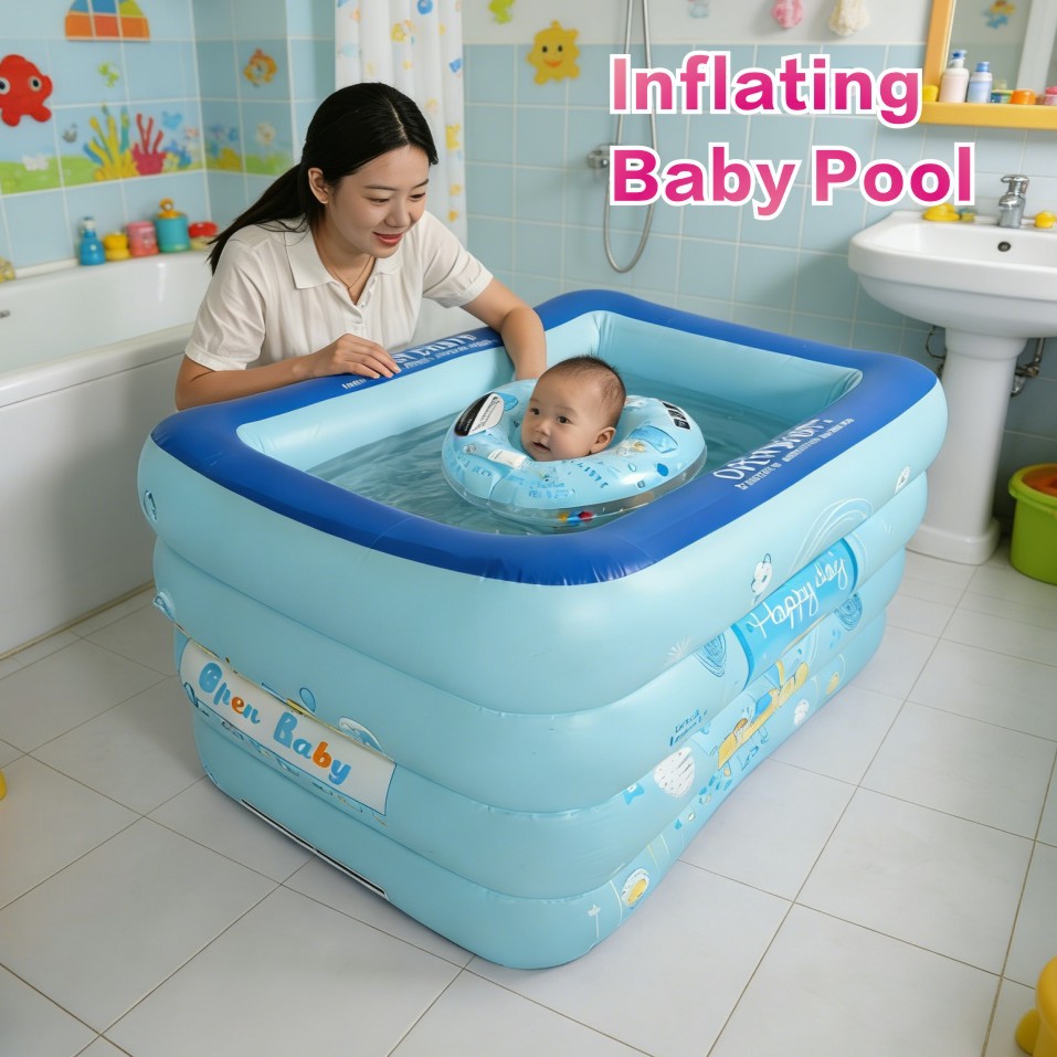 Baby inflatable swimming pool set, home use, baby swimming training pool, bathing pool, wholesale, portable and foldable.