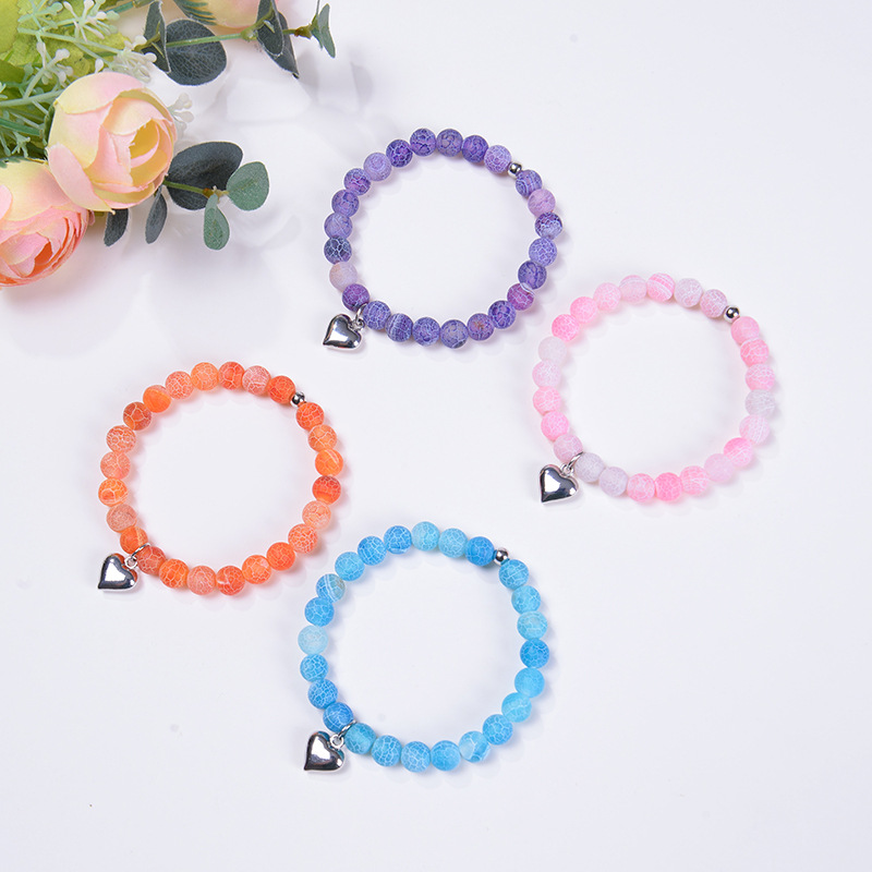 Fashion Heart Shape natural stone Agate Beaded Bracelets 1 Piece