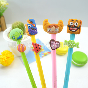 Customized Business Cute Stereo Pvc Soft Glue Pen, Kidsren's Advertising Cartoon Pen, Personalized Black Student Signature Pen