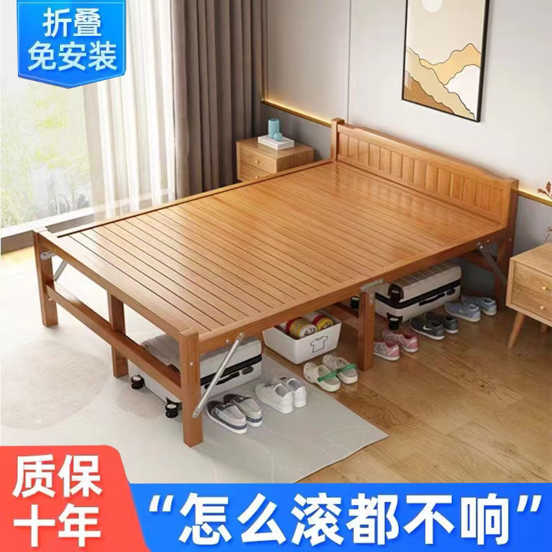 竹床单人午休出租房双人家用简易午睡便携经济超厚折叠床1.2成人