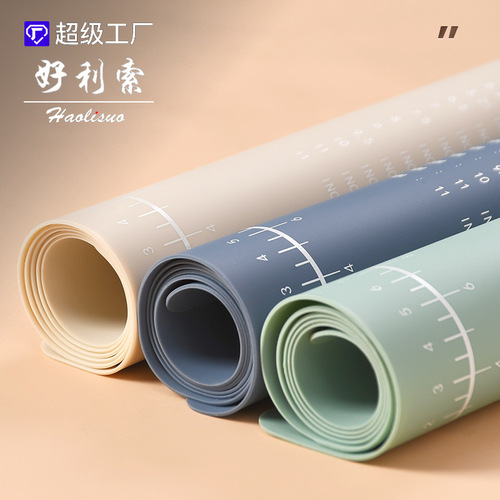 Three-piece household rolling pin set and rolling panel kneading pad thickened food-grade silicone enlarged dough baking tool