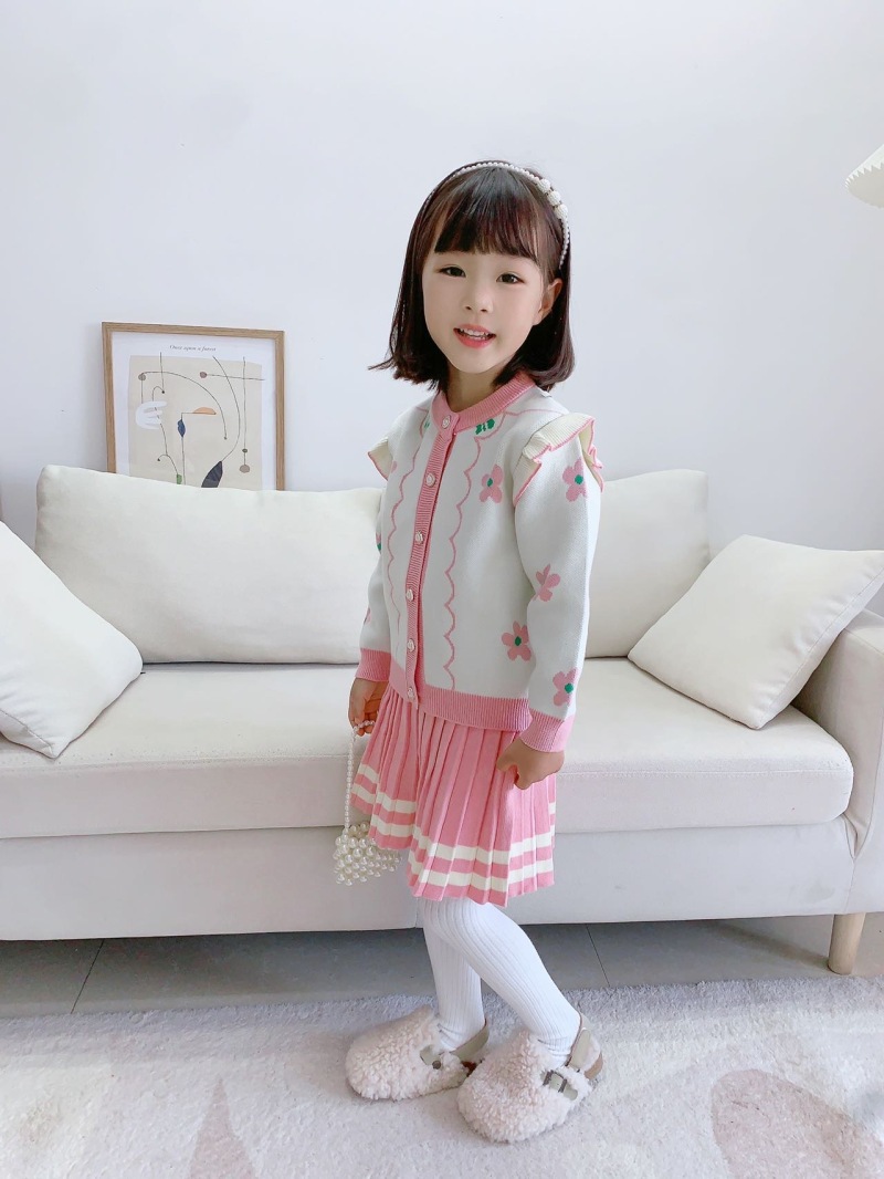 Mädchen Pullover Und Plissee Prinzessinnenkleid Zweiteiler Set_voghion.com