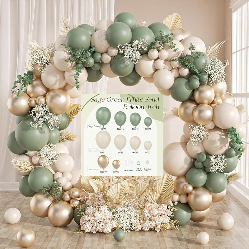 Amazon cumpleaños globo decoración suministros de diseño de boda fiesta de inauguración set de globo cadena de globo verde
