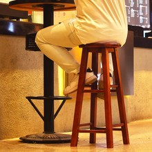 #实木凳子吧台椅餐桌凳小板凳家用北欧简约复古奶茶店酒吧高脚圆