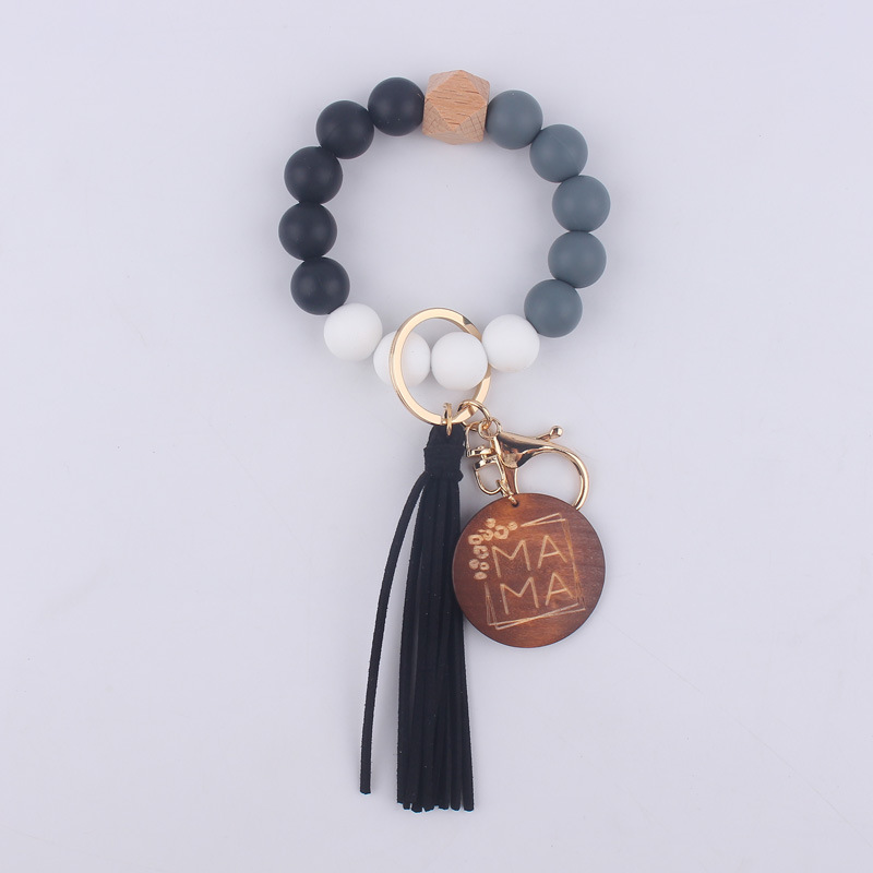 Retro Style Retro Letter Silica Gel Beaded Mother's Day Women's Keychain