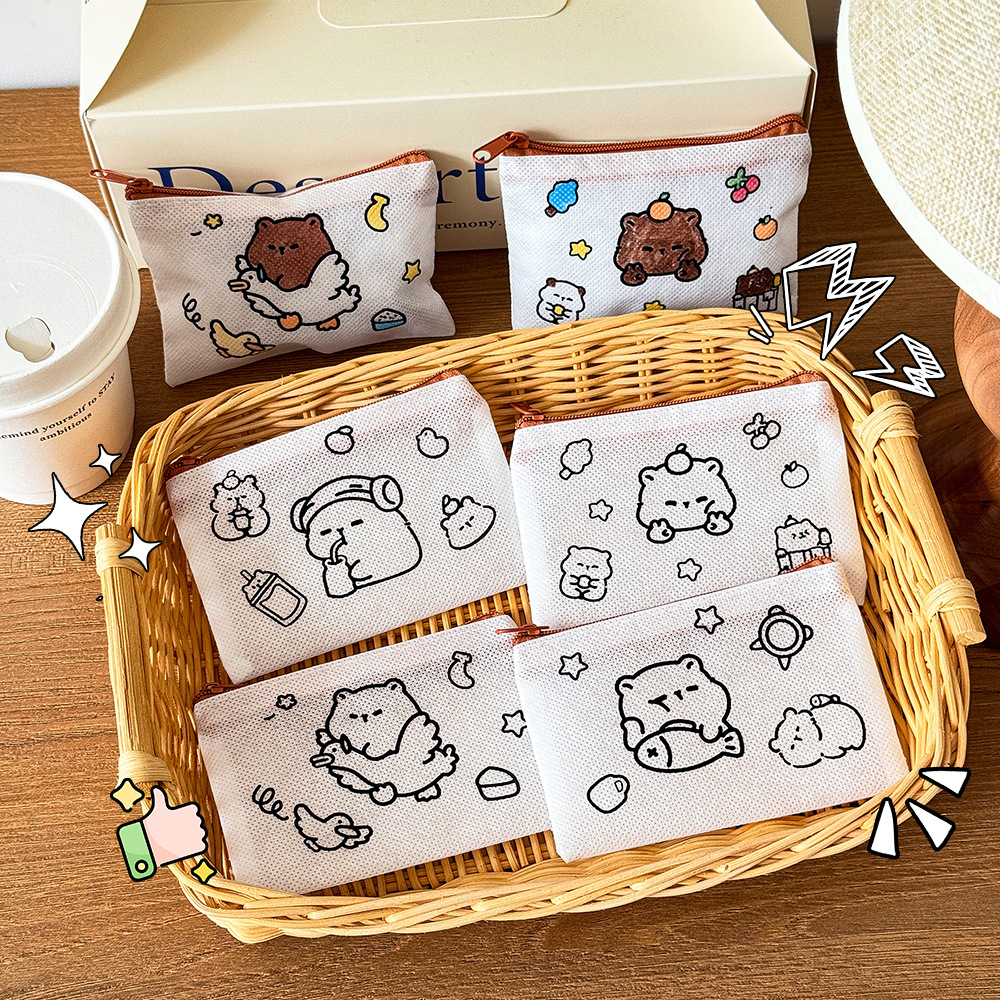 カピバラ落書き小銭入れ子供用不織布手作り DIY 小さなバッグ高価値カピバラ絵画収納袋