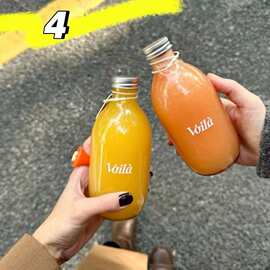 带盖果酒饮料分装密封瓶330ml矿泉水瓶冷萃咖啡瓶l桦树汁瓶玻璃瓶