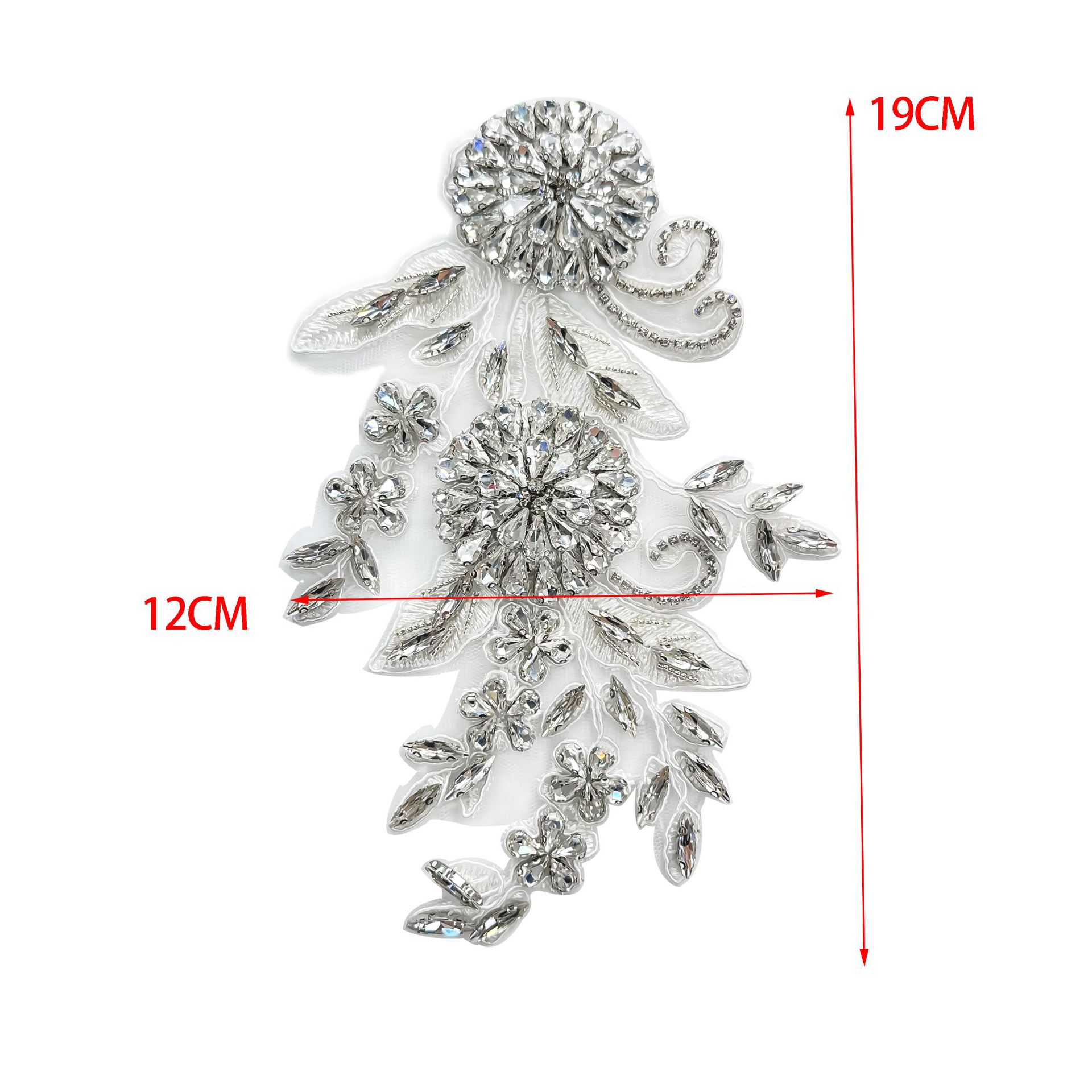 Tejido de malla pesada cuentas de clavos tridimensionales flor de perforación vestido de boda rendimiento ropa encaje bordado accesorios transfronterizos image 5