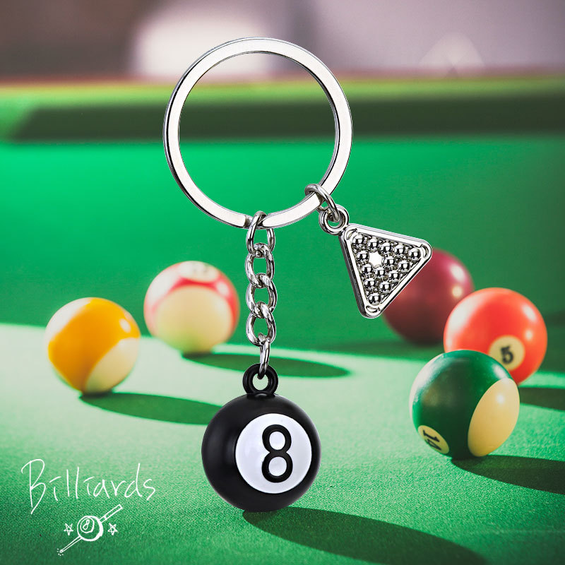 Billiards black eight key chain metal 8 ball key chain pendant custom billiards club promotional small gift